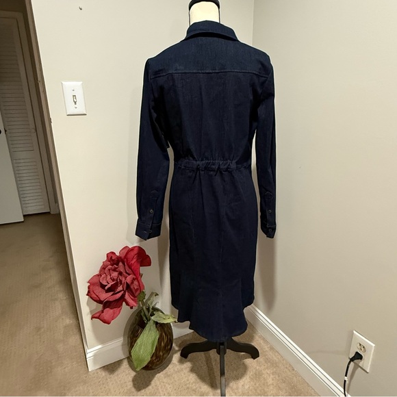 New York & Co SOFT DENIM feel, BOHO embroidered Midi Dress w/ button front. SEXY - Picture 6 of 8